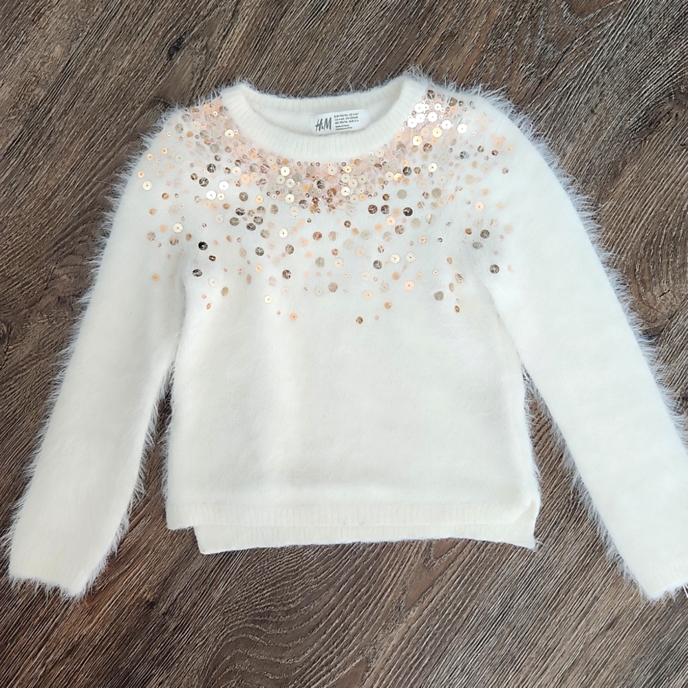 H&M Fuzzy Sweater with Sequins Little Girl 4-6T